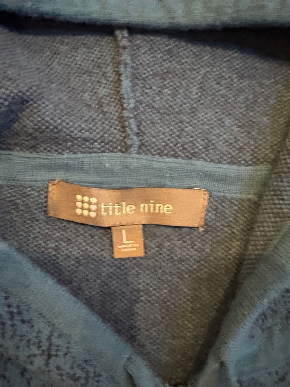 Title Nine Teal Hooded Zip Cardigan with Striped Sleeve Detail - Picture 2 of 6